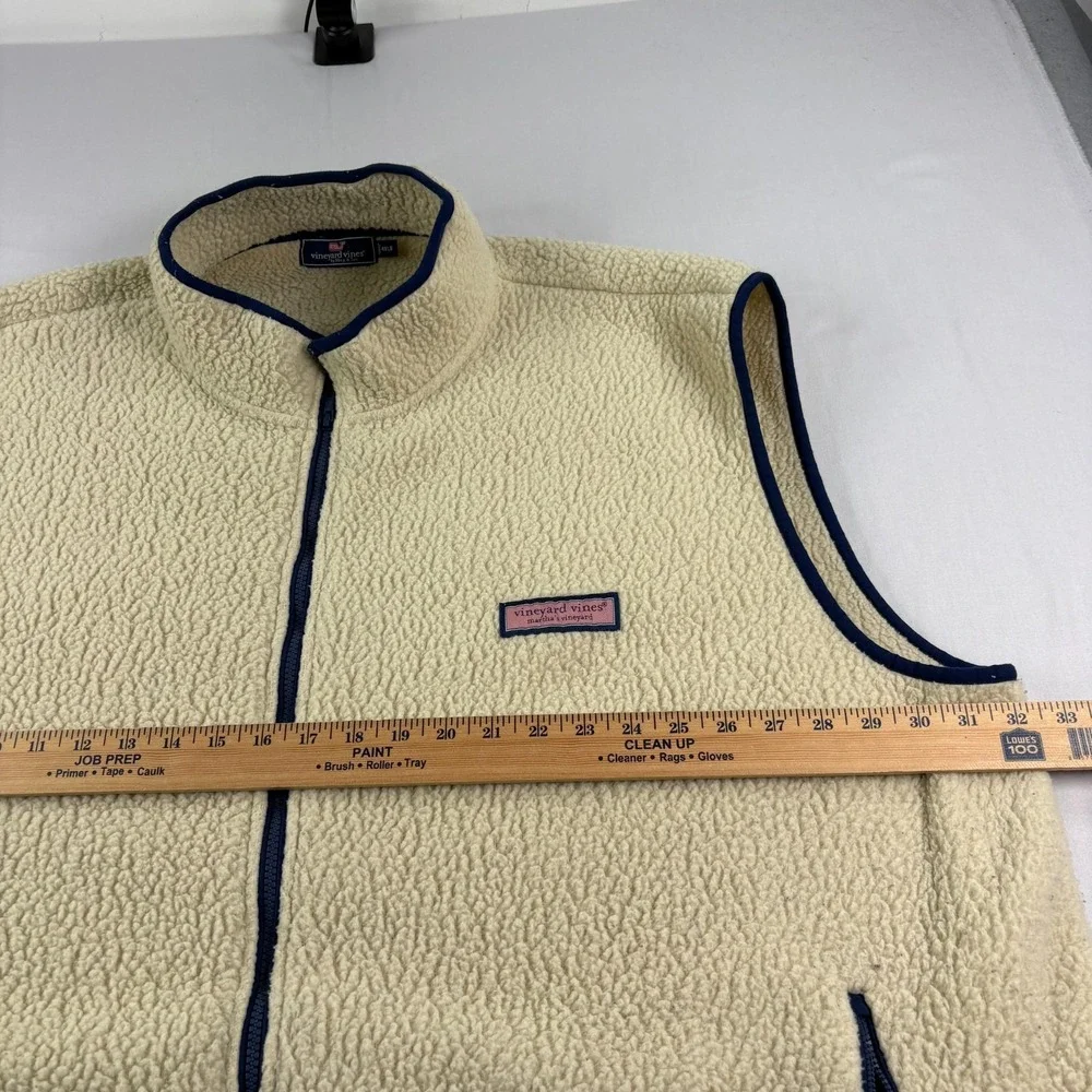 Vineyard Vines Vest Mens 4XB Big Beige Fleece Sherpa Full Zip Preppy Casual